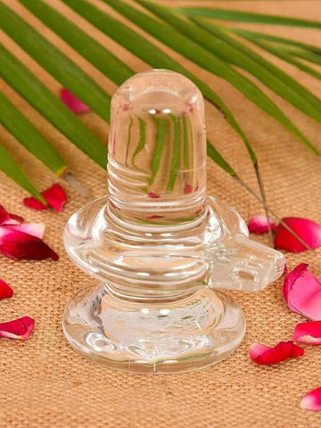 Sphatik Shivling - 4 Inch Crystal Shivling for Pooja