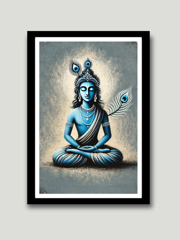 Lord Krishna Meditative Poster - Spiritual Wall Art for Home and Meditation Spaces