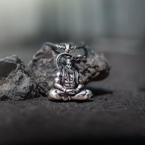 Hanuman Silver Locket With Chain - Divine Shopy