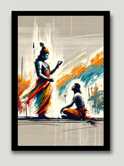 Krishna Arjun photo frame, Mahabharata illustration, spiritual art, divine wisdom decor, Bhagavad Gita artwork, Indian mythology frame, sacred teachings art.