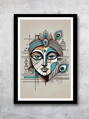 Abstract Krishna Face Photo Frame - Modern Wall Art for Home and Office Decor