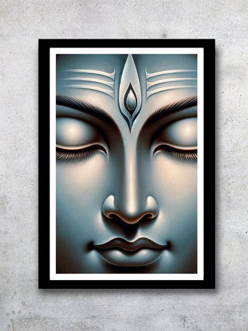 God Shiva Photo Frame with Meditative Face - Serene Wall Art