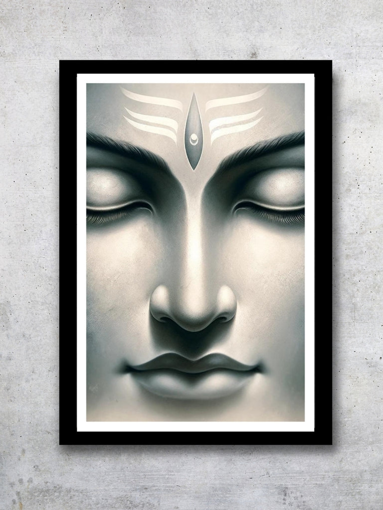 God Shiva Meditative Face Photo Frame - Spiritual Wall Art for Home Decor