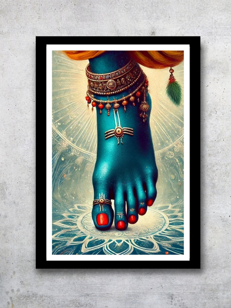 Sacred Feet of Lord Krishna Photo Frame - Divine Wall Art