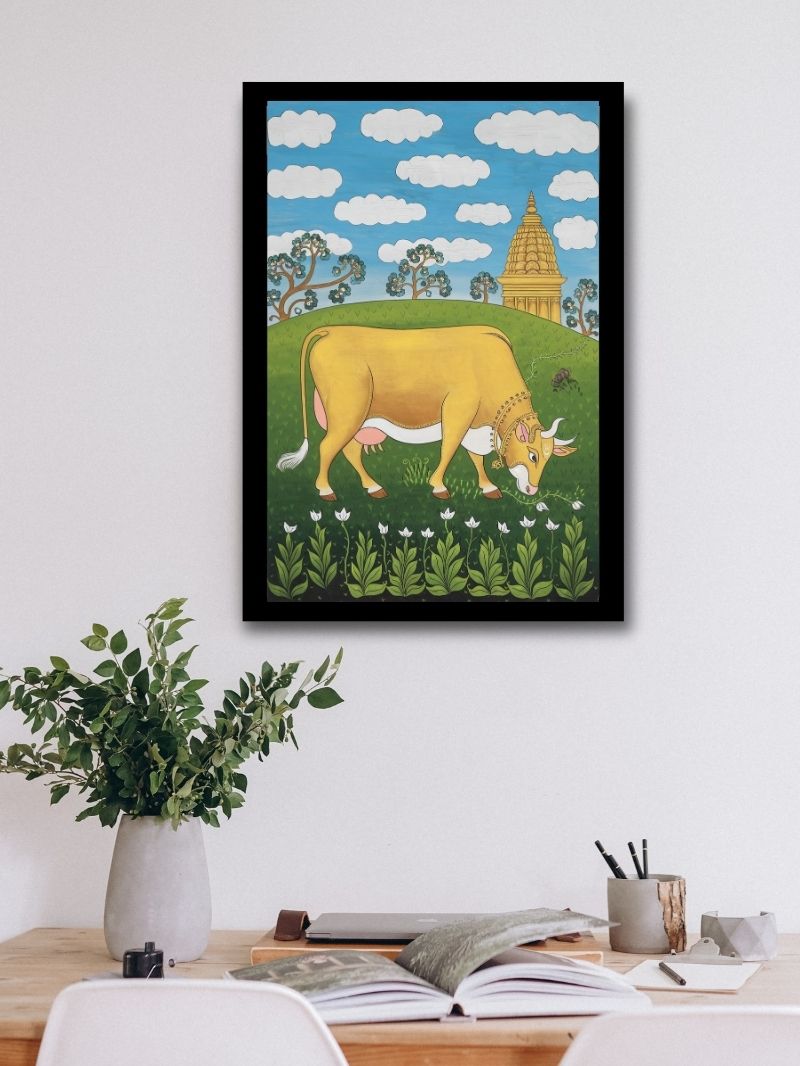 Cow photo frame for living and study room wall, modern home decor.