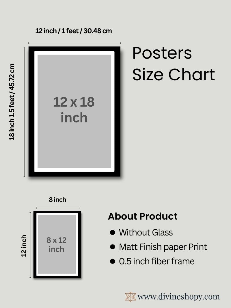 Cow poster size guide for 8x12 and 12x18 inch frames – divineshopy.