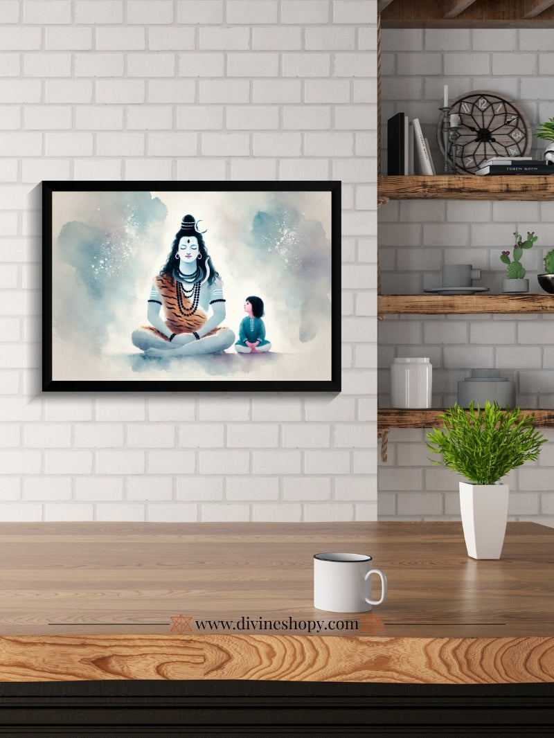 Lord Shiva & Child Wall Art – Shivji Photo Frame for Puja Room & gift