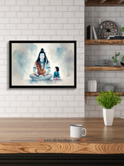 Lord Shiva & Child Wall Art – Shivji Photo Frame for Puja Room & gift