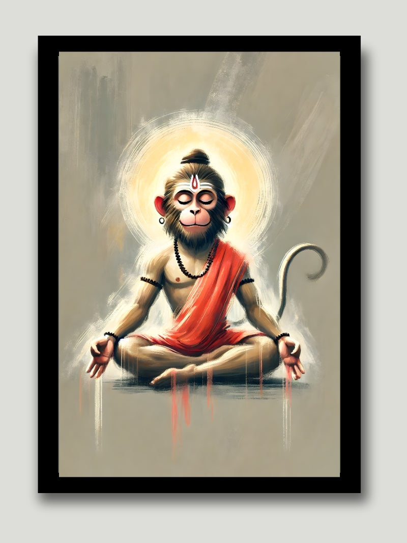 Meditative Hanuman wall art with a matt finish, ideal for pooja rooms and meditation spaces. Adds peace and calm to any spiritual decor.