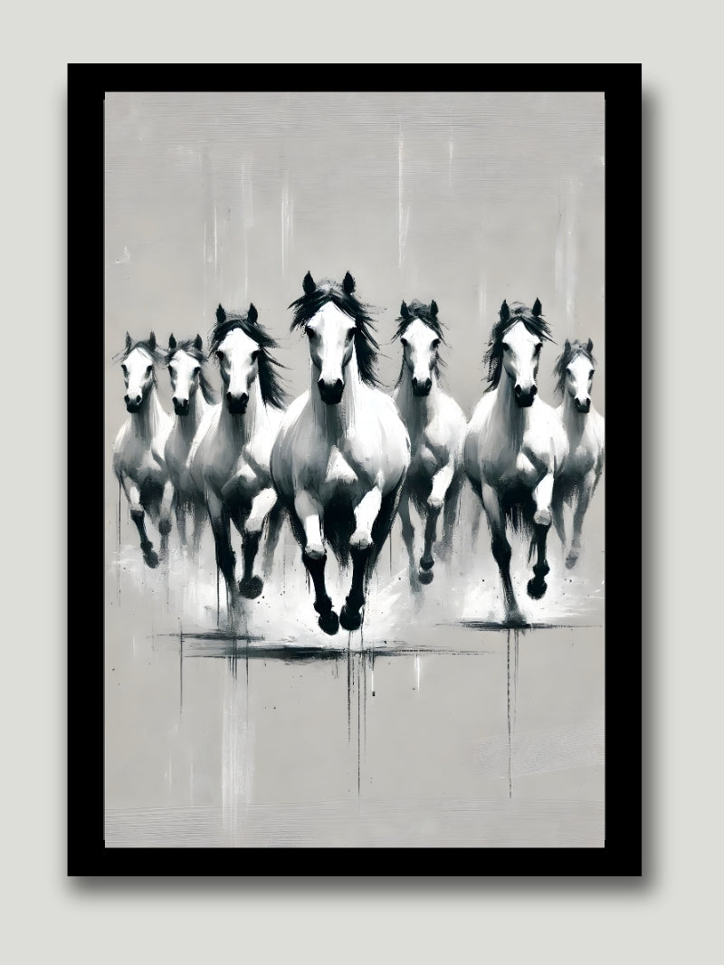 Vastu-inspired seven white horses frame for good luck and success