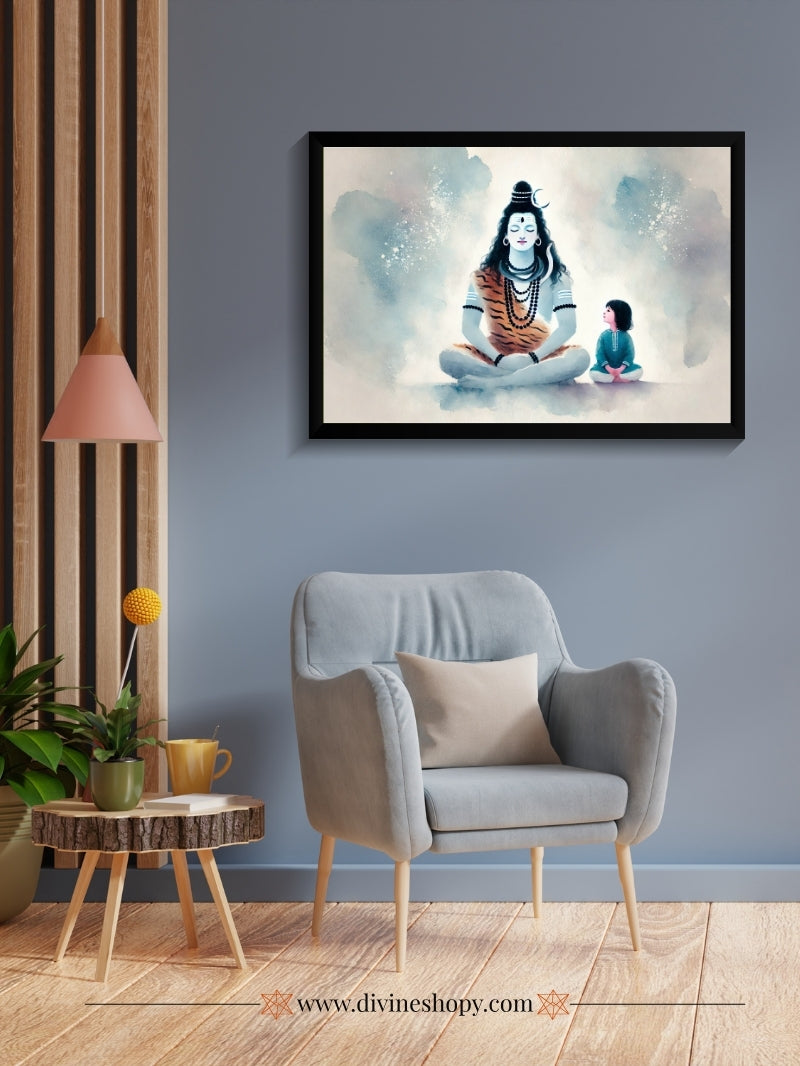 Lord Shiva & Child Wall Art – Shivji Photo Frame for Puja Room & gift