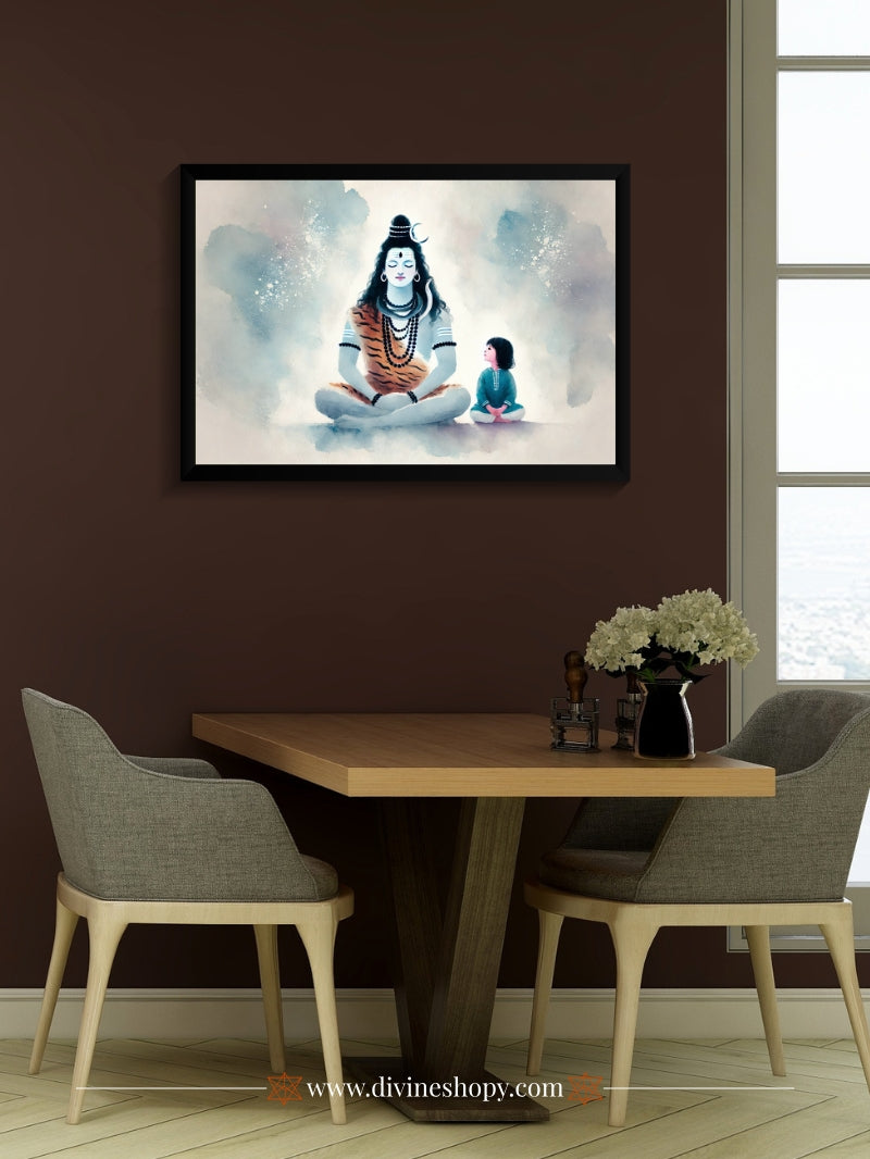 Lord Shiva & Child Wall Art – Shivji Photo Frame for Puja Room & gift