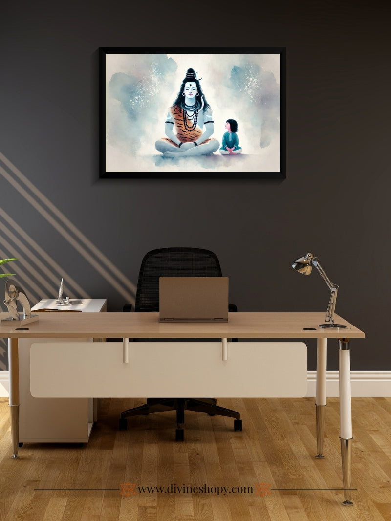 Lord Shiva & Child Wall Art – Shivji Photo Frame for Puja Room & gift